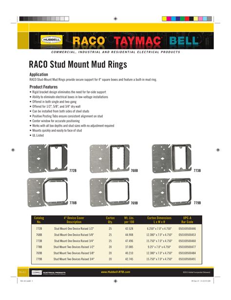 mud ring size chart